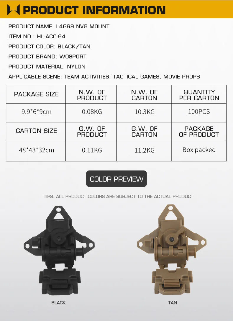 Vista del soporte NVG para casco L4G69