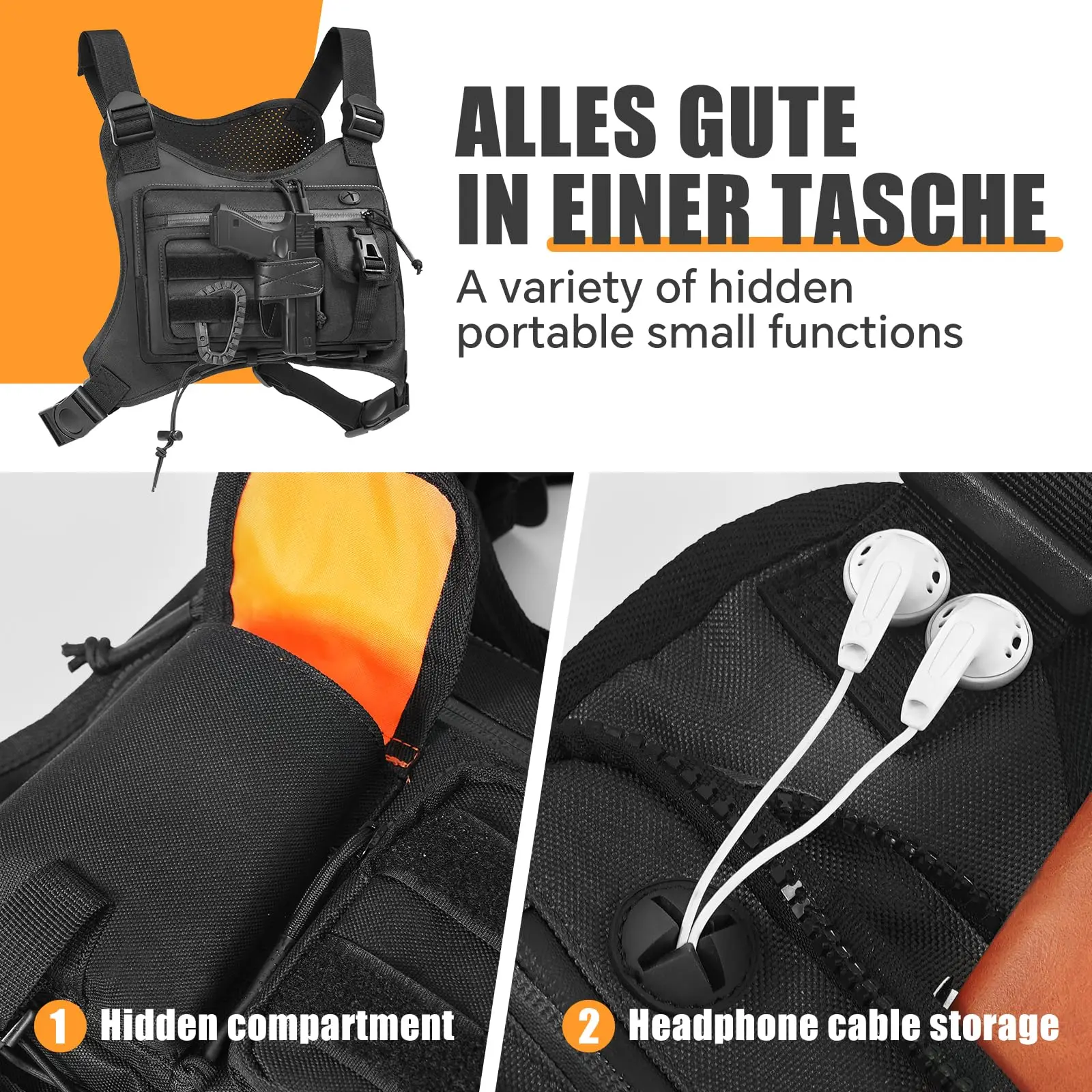Bolso de Pecho EDC Táctico Antirrobo Impermeable para Aire Libre - imagen 5