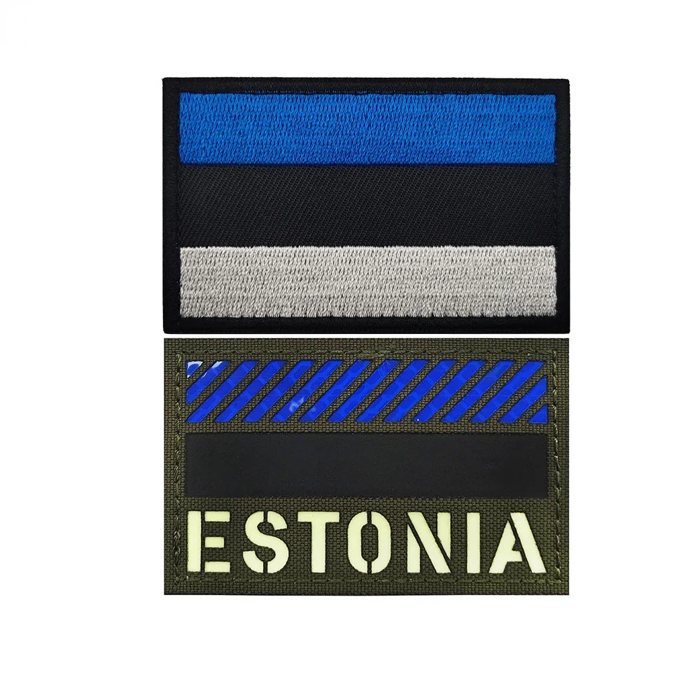 Parche bordado con bandera de Estonia en superficies textiles