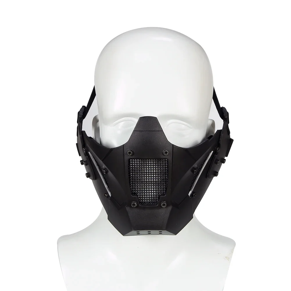Máscara media cara táctica transpirable paintball con conector casco - imagen 3