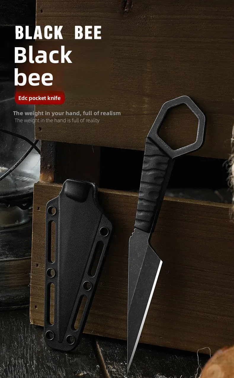 Mini cuchillo recto para exteriores con funda