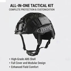 Fast PJ Casco Táctico ABS para Airsoft con Funda y Almohadillas