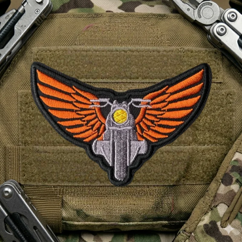 Parche bordado táctico motocicleta – Insignia velcro para ropa y mochila - imagen 4