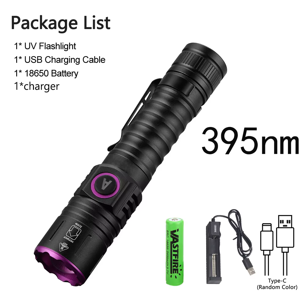 Linterna UV 365/395 nm con zoom - Deteccion de orina de mascotas - imagen 2