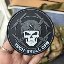 TECH-SKULL OPS parche táctico PVC calavera gancho y bucle