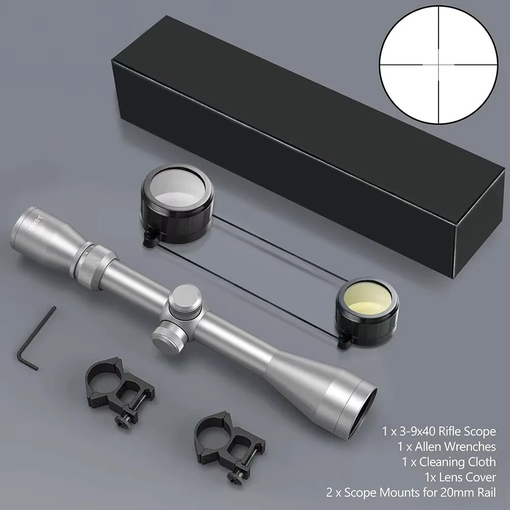 Mira telescópica 3-9x40 con retícula de cruz y riel Picatinny, caza y táctico - imagen 5
