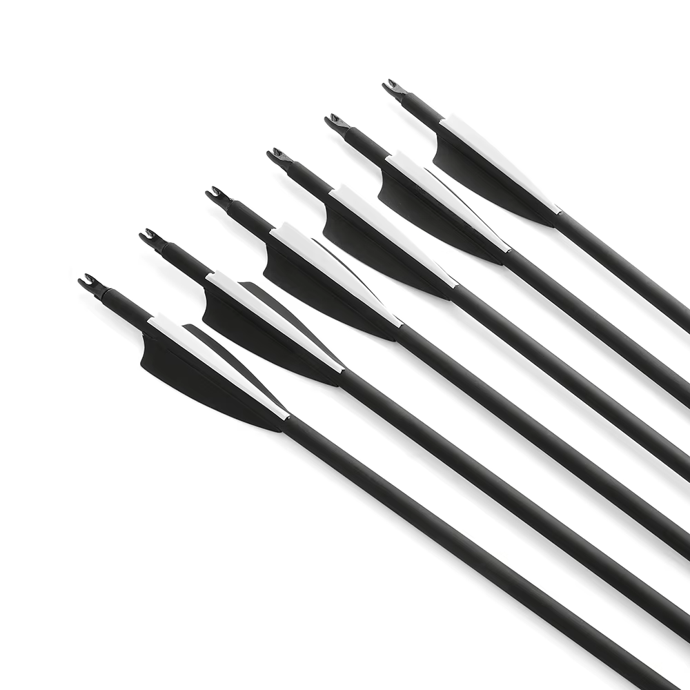 Flechas de carbono para arco con puntas y plumas de goma para caza - imagen 4