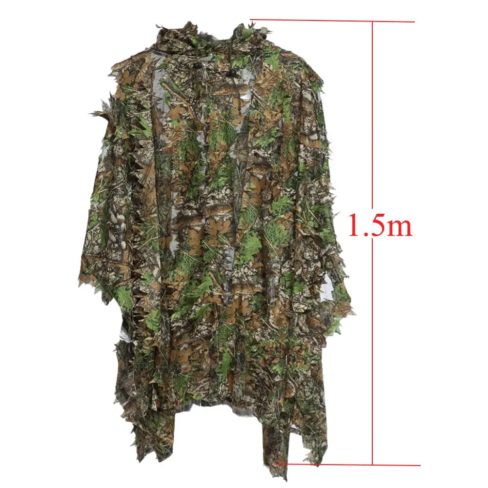 Traje Ghillie camuflaje 3D tipo poncho hojas para caza y observación - imagen 3