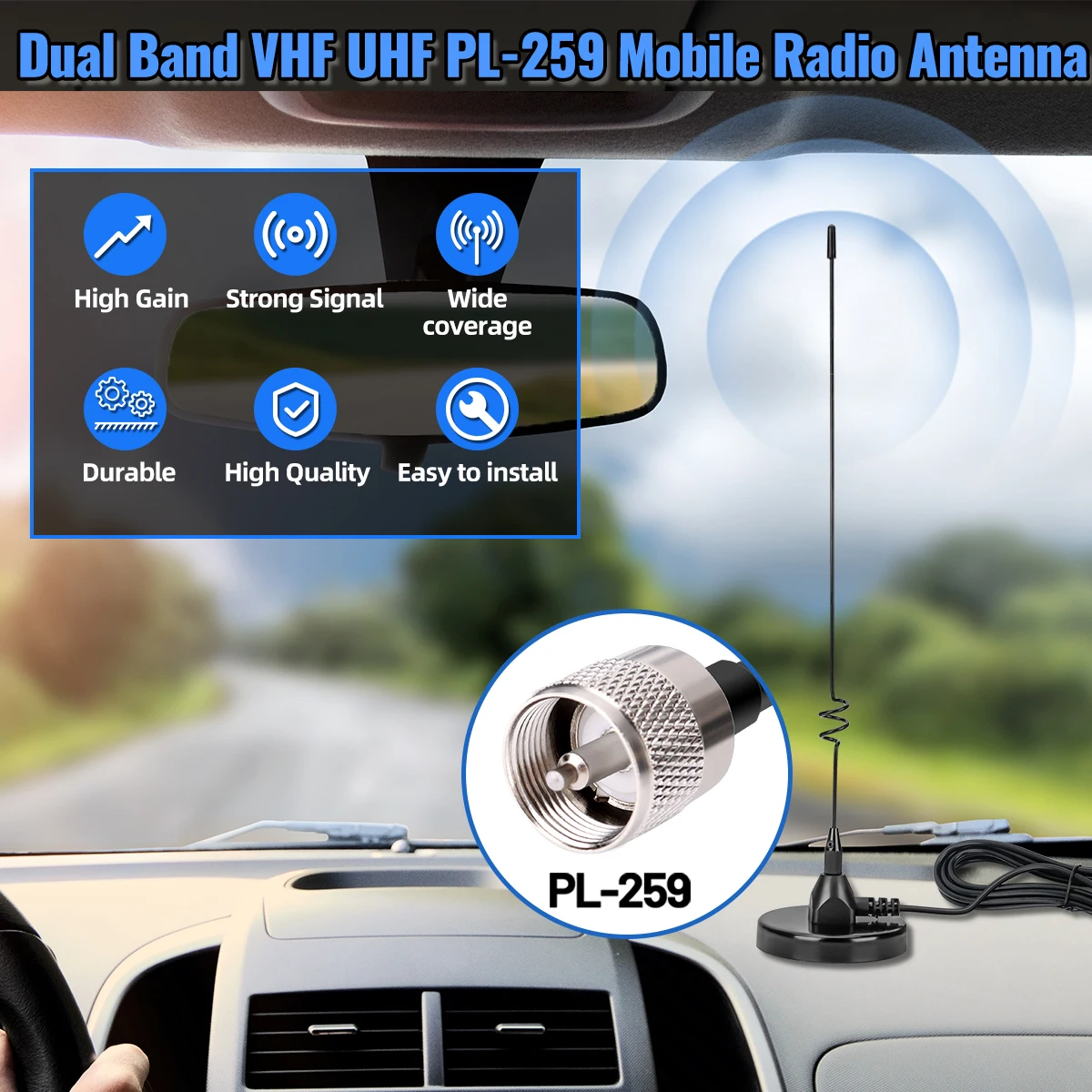 ABBREE AD-109 antena magnética walkie talkie alta ganancia doble banda - imagen 4