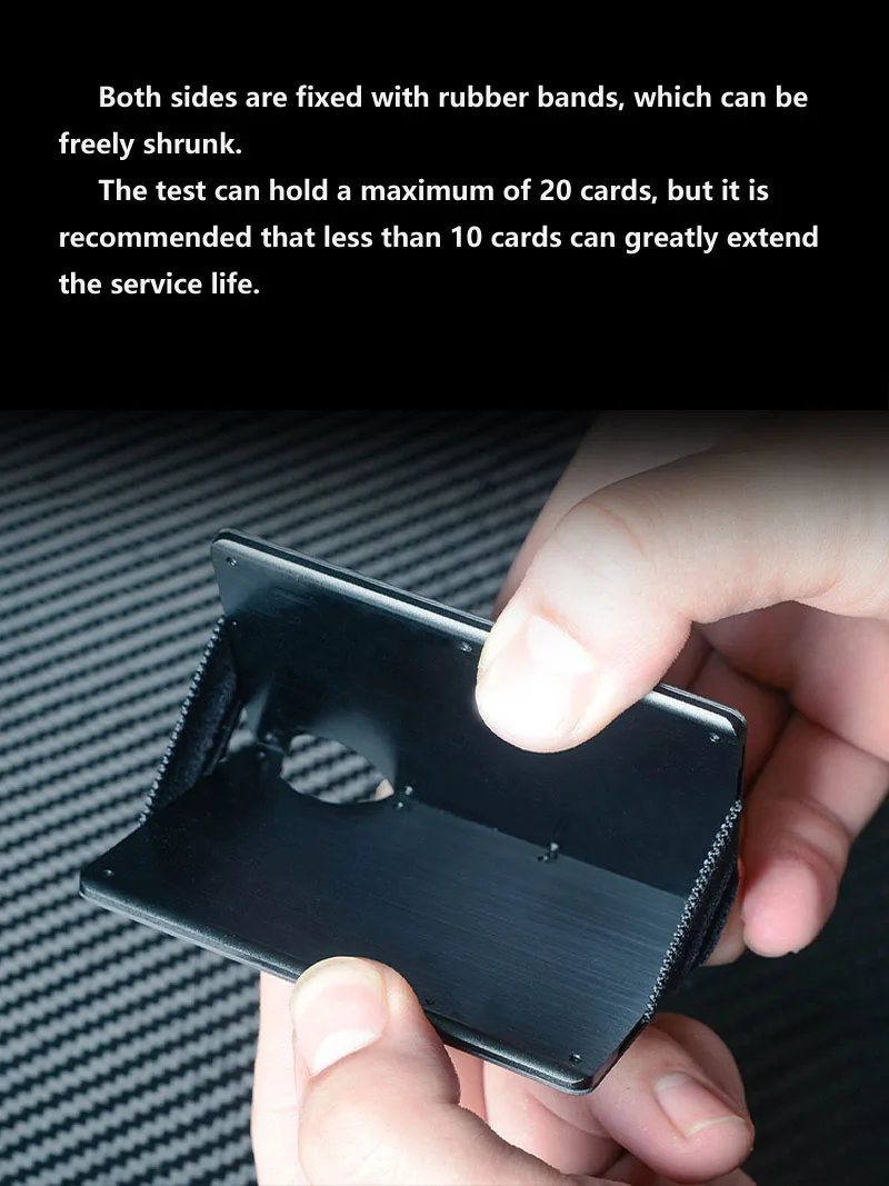 Portatarjetas RFID de aleación aluminio negro efecto fibra carbono - imagen 4