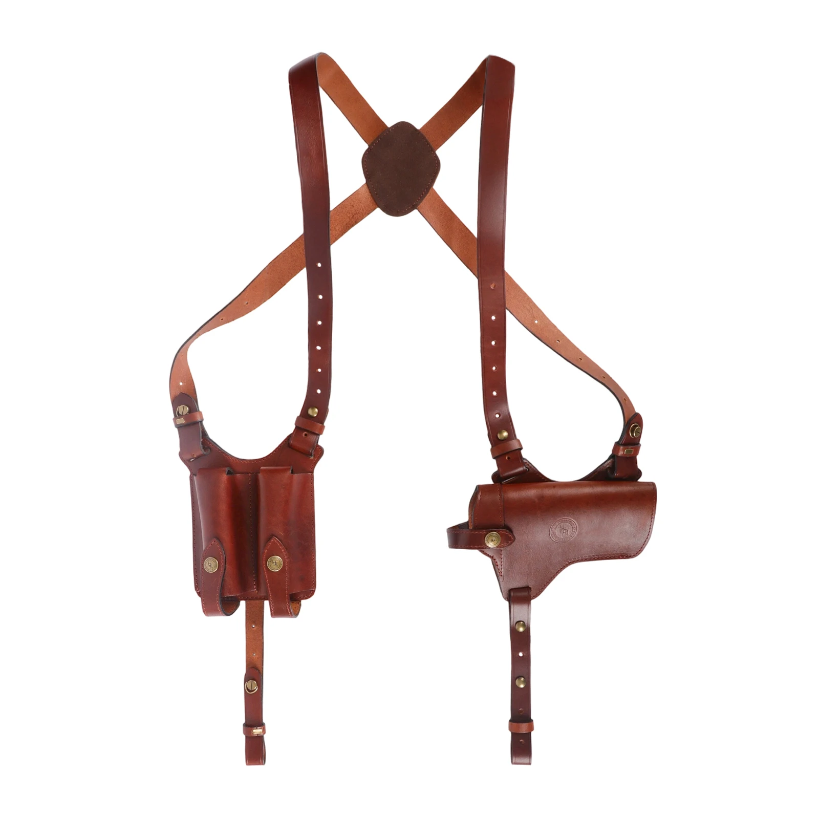 Tourbon funda de pistola vertical de cuero con correa para cargadores - imagen 2