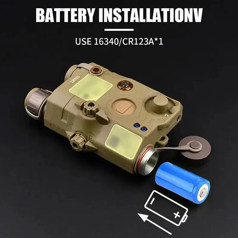 Linterna táctica PEQ-15 para airsoft con indicador láser rojo y verde