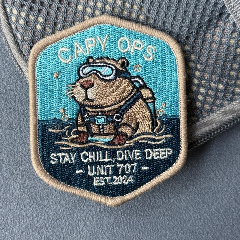 Parche táctico bordado Capy-Ops Capybara Diver con velcro - imagen 4