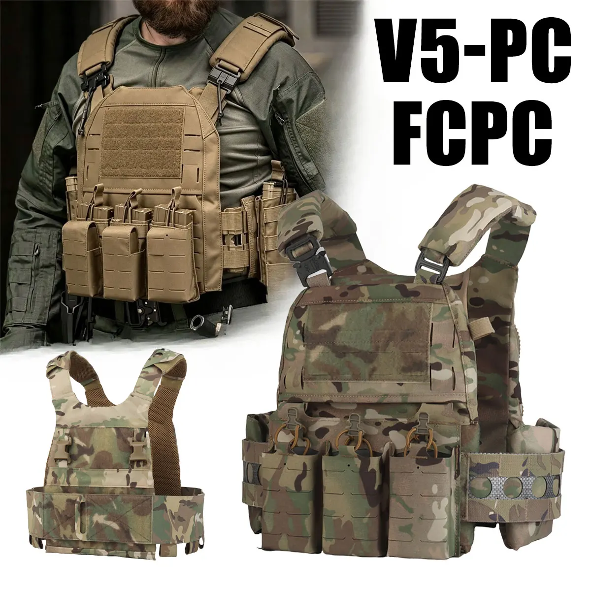 Chaleco Táctico Ferro V5 FCPC con Sistema MOLLE – Chaleco Tactical para Caza y Operaciones - imagen 2