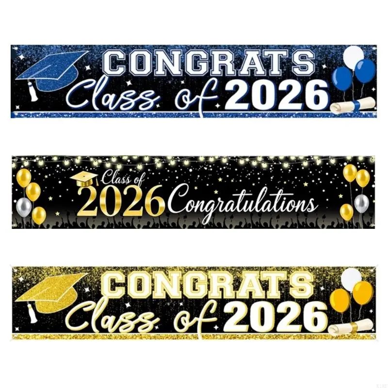 Banner graduación de poliéster con letras doradas llamativas - imagen 2