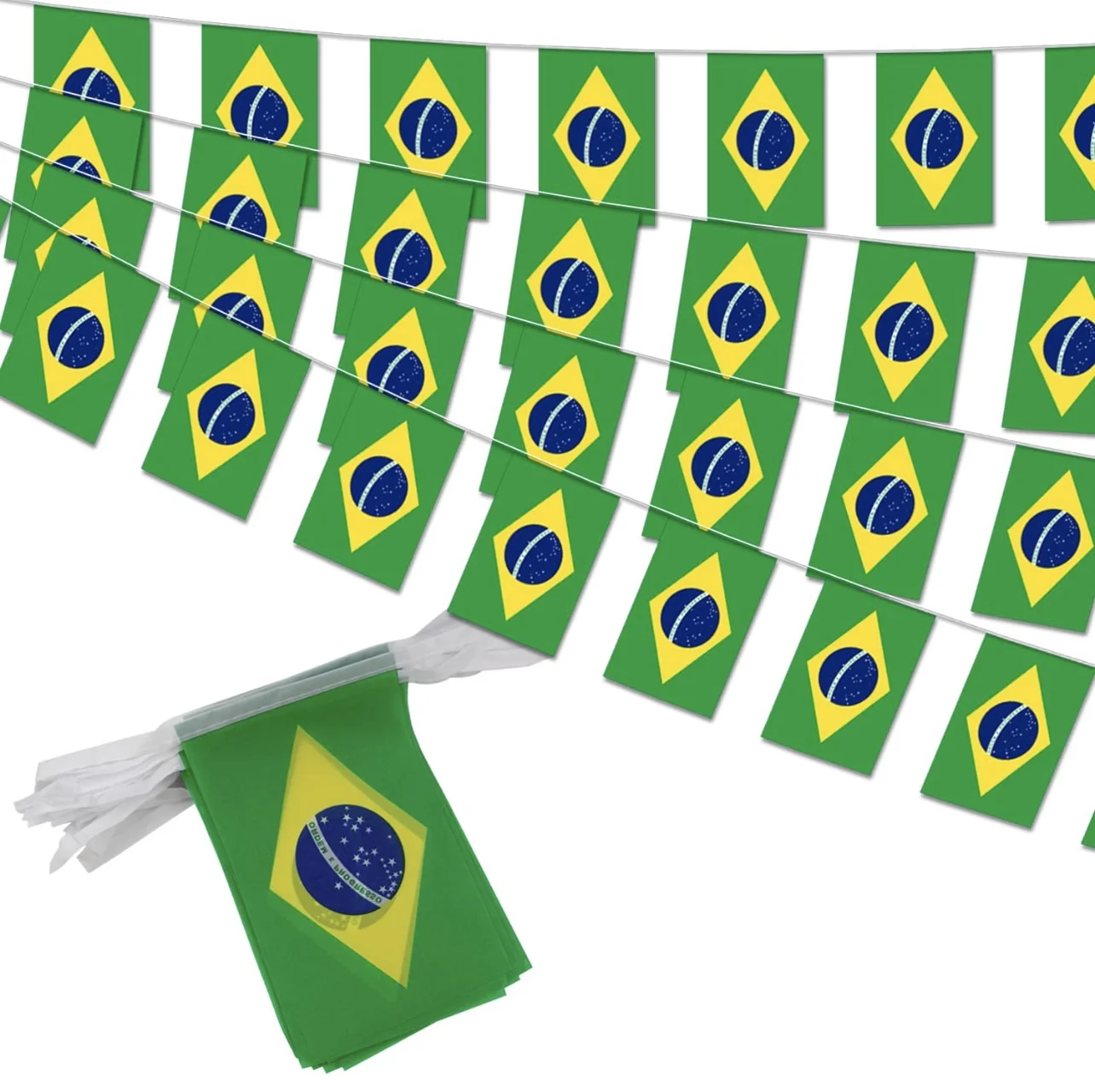 Banderines Brasil cuadrados cuerda poliéster – decoración navideña - imagen 2