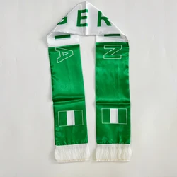 Bufanda Nigeria satén estampada doble cara con borlas para fútbol