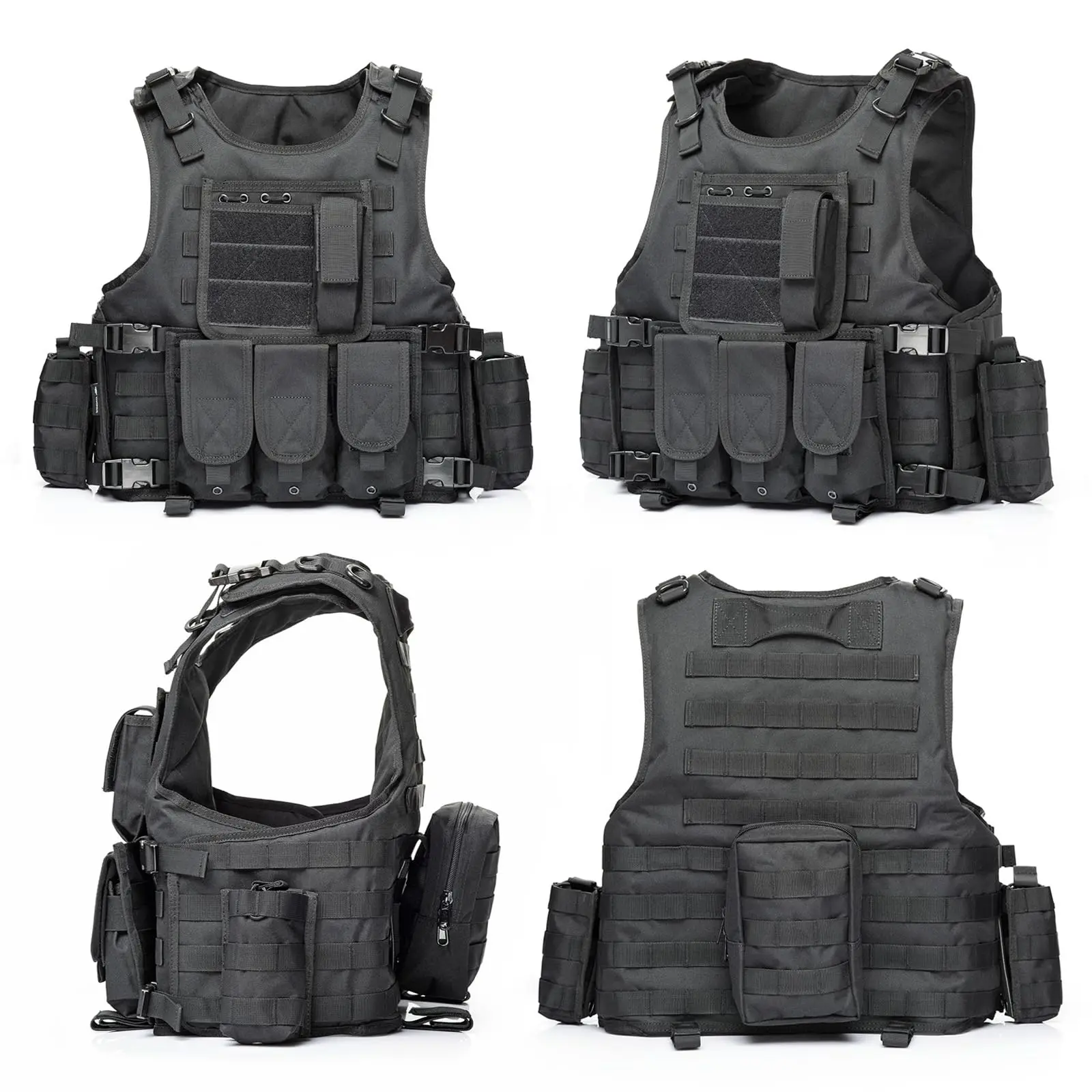 Chaleco táctico MOLLE airsoft con pasamontañas, guantes y gorra - imagen 5