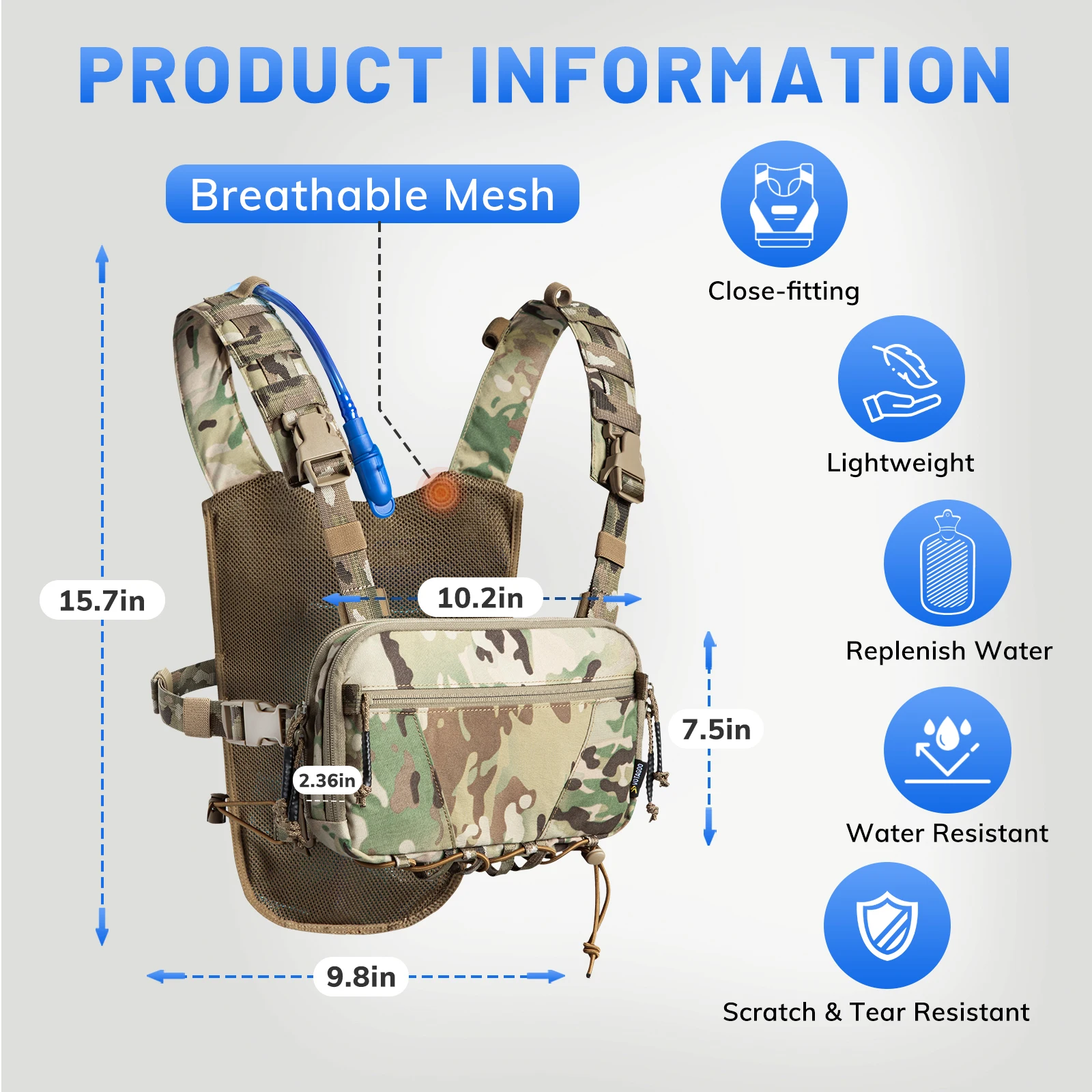 VOTAGOO Chaleco de hidratación ligero trail con bolsa de agua - imagen 3