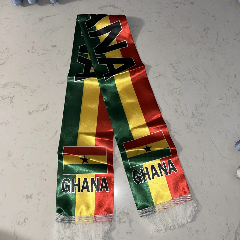 Bufanda Ghana fútbol doble cara satén con borlas - imagen 5