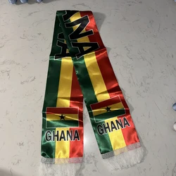 Bufanda Ghana fútbol doble cara satén con borlas
