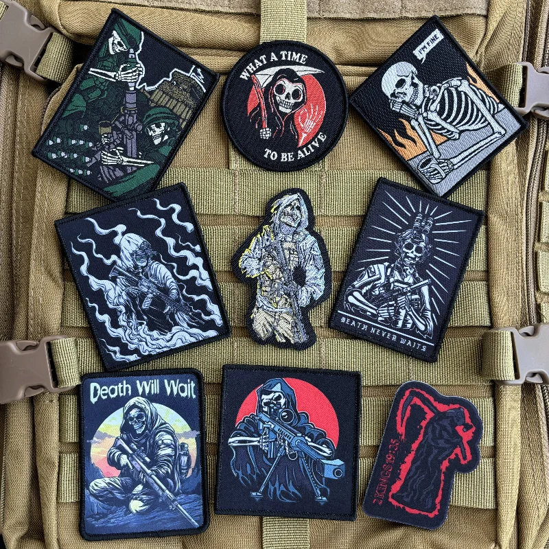 Parche táctico calavera Rifleman insignia moral velcro mochila militar - imagen 3