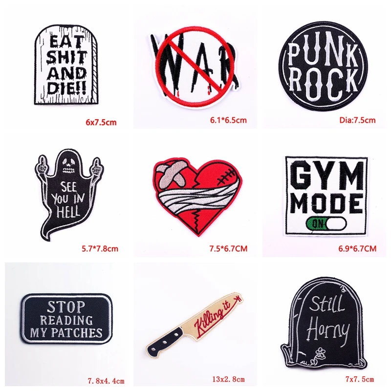 Parches termoadhesivos punk – 10 uds para planchar en ropa y equipamiento - imagen 4