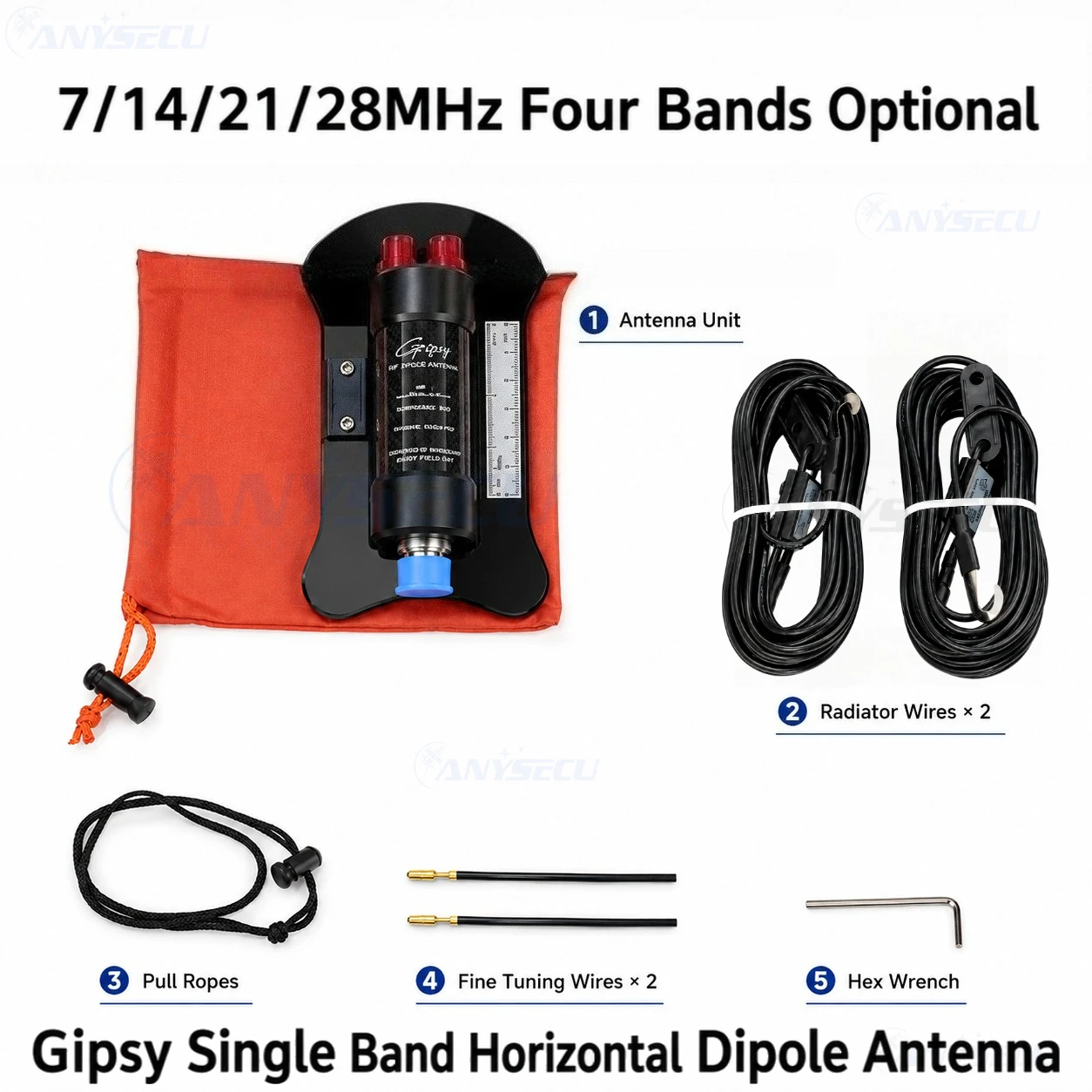 Antena dipolo HF portátil Gipsy multibanda para radioafición - imagen 3