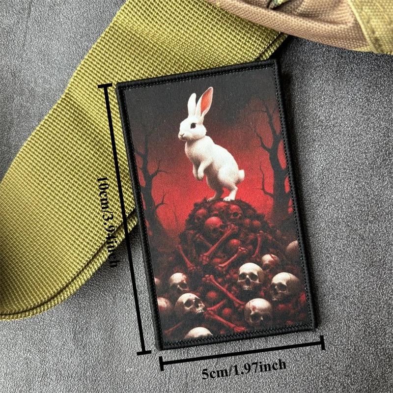 Parche táctico gancho y bucle esqueleto de conejo estilo oscuro - imagen 4