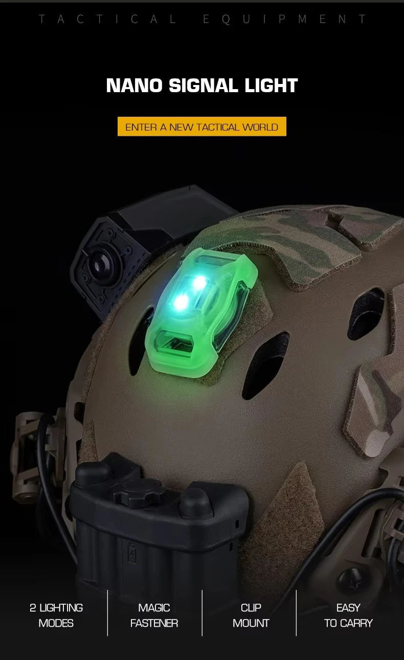 Luz NANO instalada en casco táctico