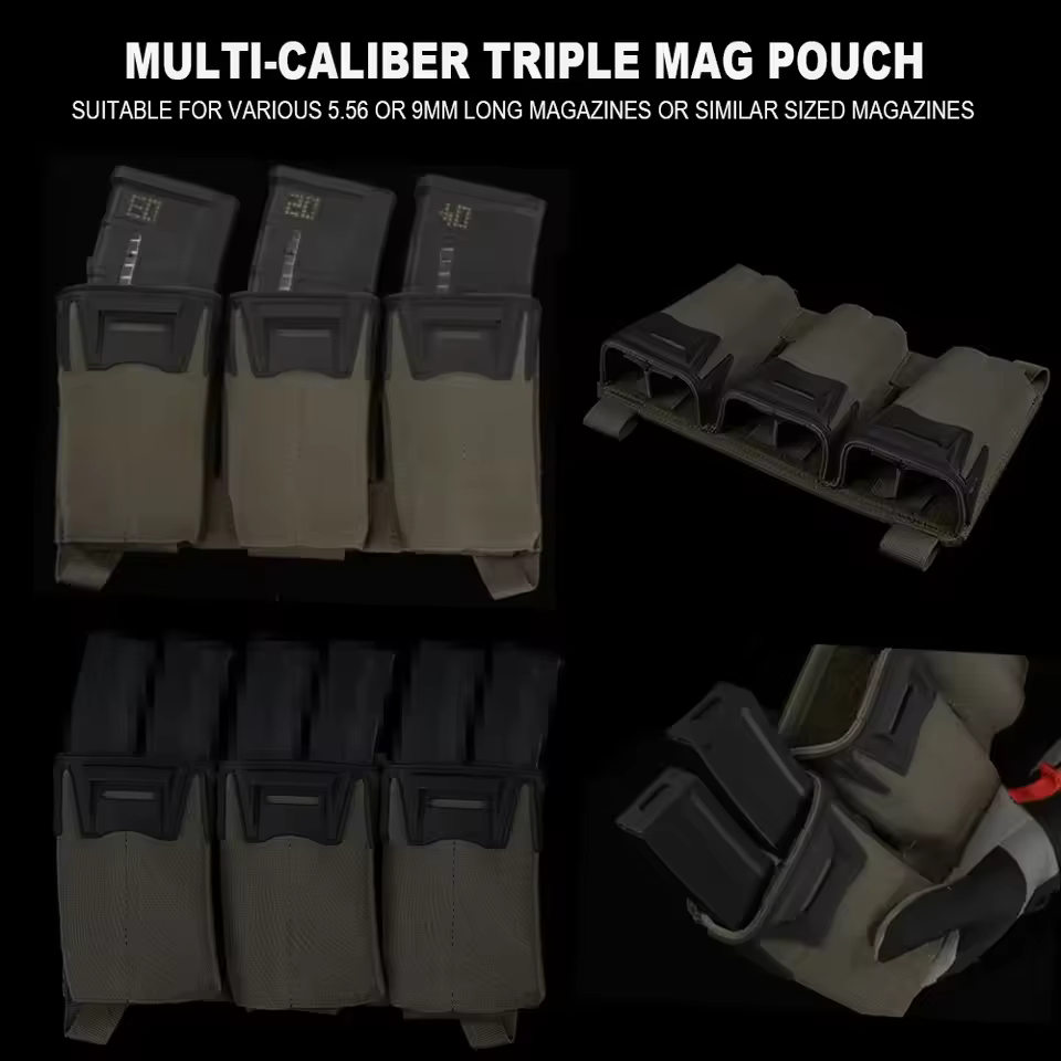 Triple portacargadores táctico MOLLE para chaleco y cinturón - imagen 2