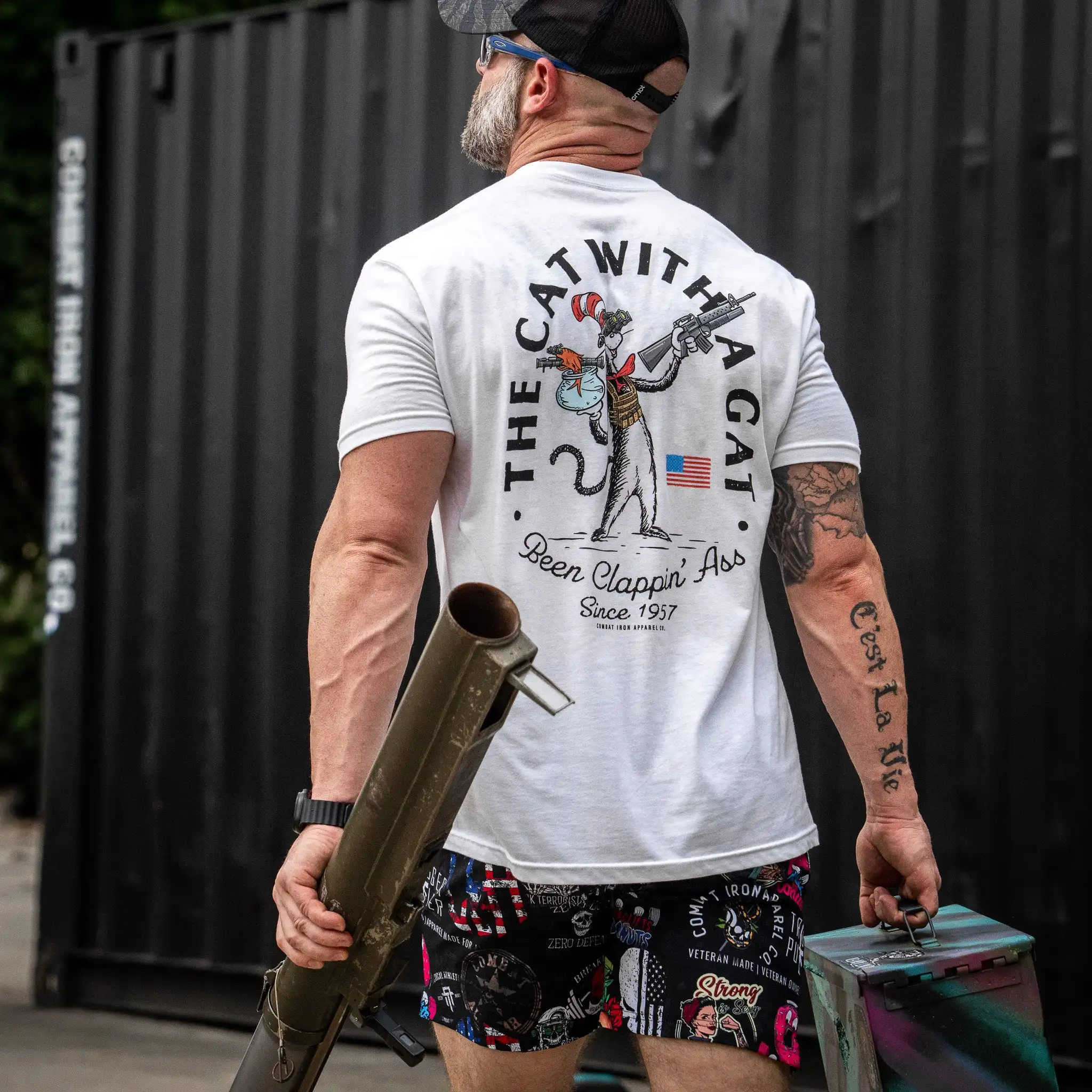 Camiseta táctica Cat with a Gat Remix de algodón para deporte - imagen 2