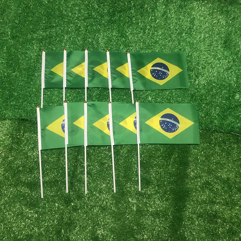 Bandera de Brasil con asta de plástico para agitar - imagen 5