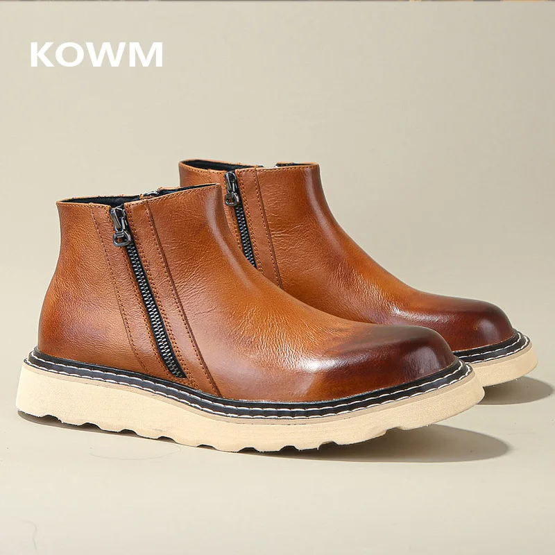 KOWM Botas de trekking de piel impermeables para hombre - imagen 2