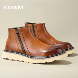 KOWM Botas de trekking de piel impermeables para hombre