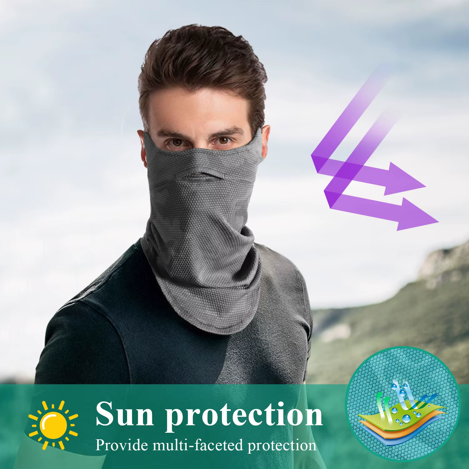 Pañuelo refrescante cuello orejas cara – Protección solar deportivo - imagen 3