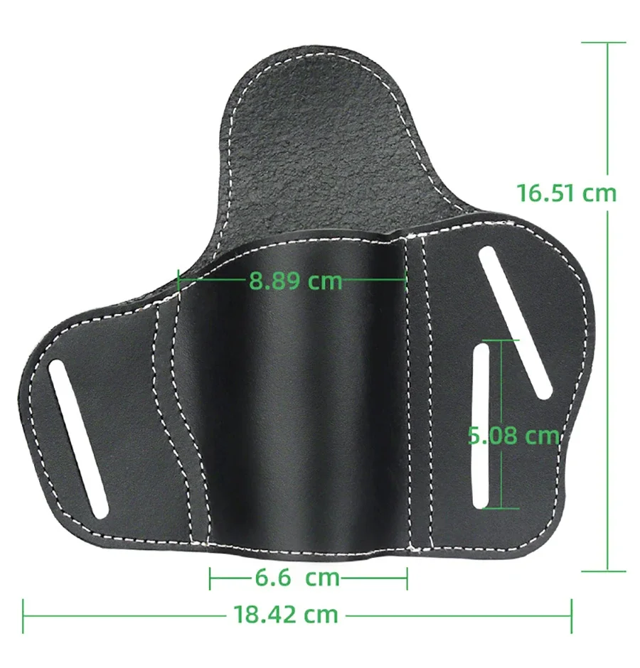 Funda táctica de cuero negro vista frontal