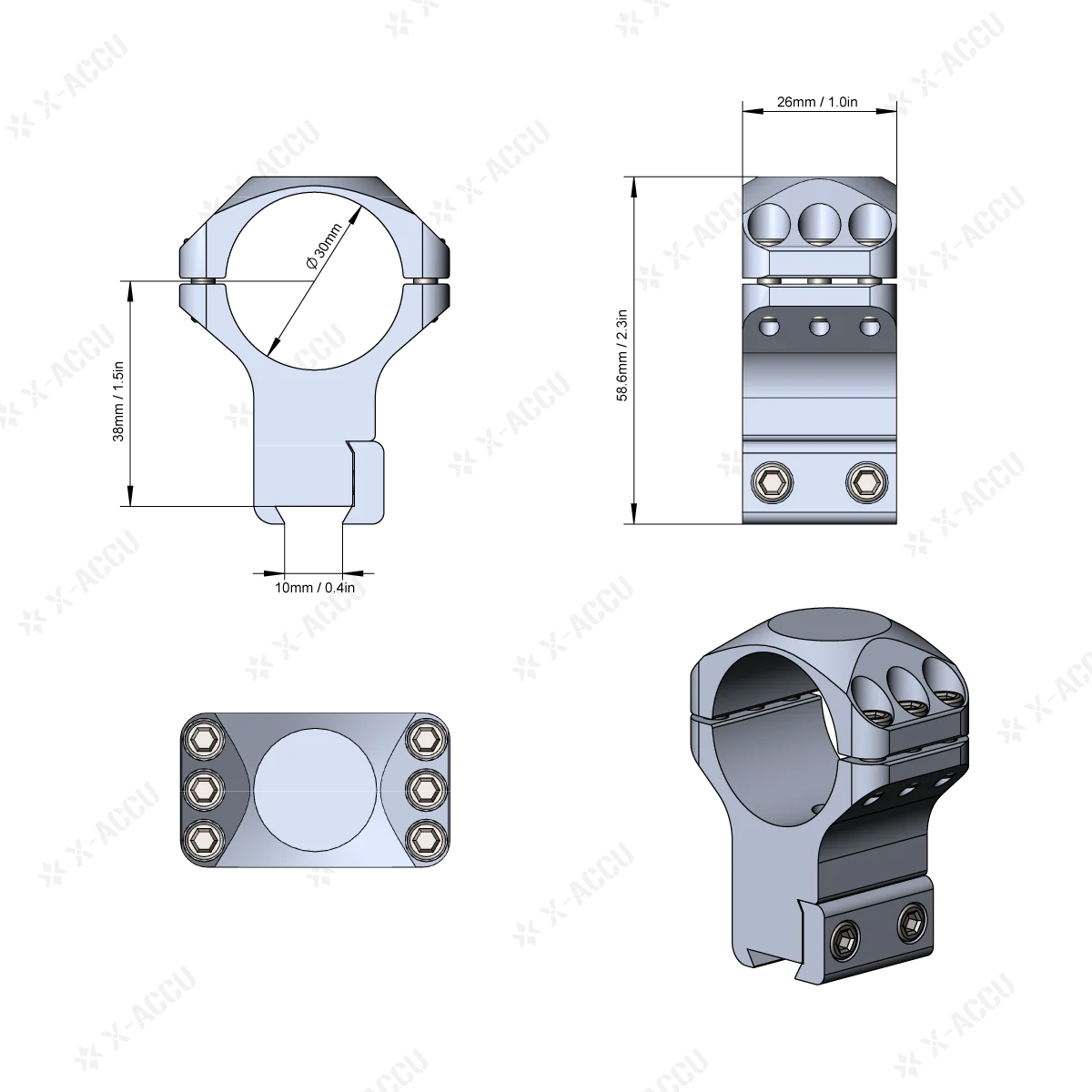 Vector Optics Accu anillas para mira telescópica dovetail CNC