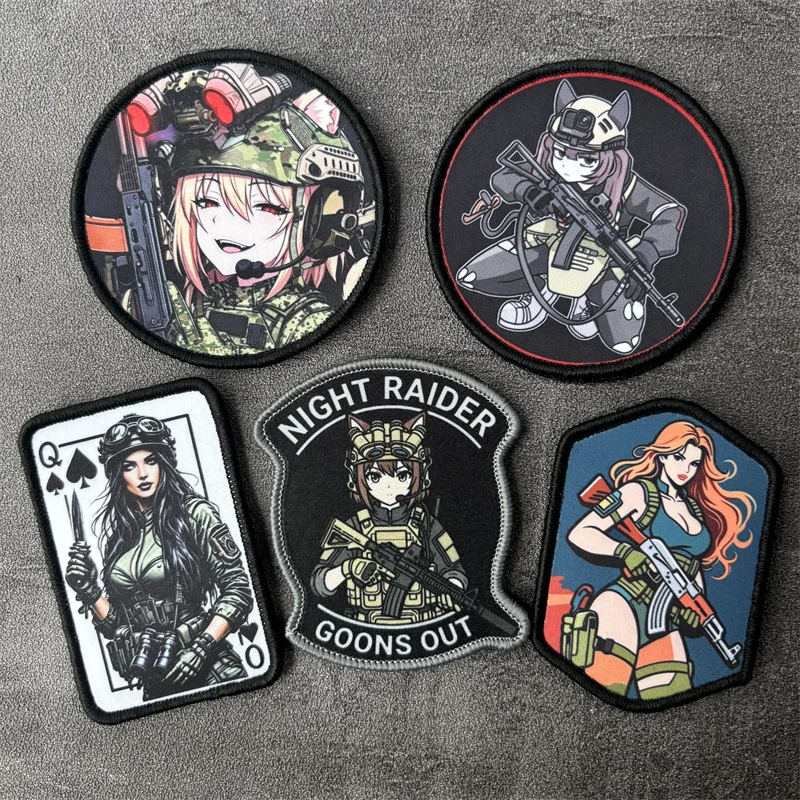 Parche táctico de chica anime con velcro para mochila o uniforme - imagen 3
