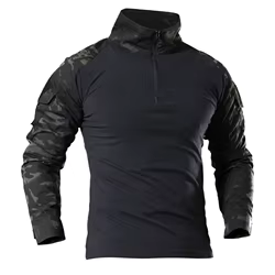Conjunto Táctico Negro para Hombre: Camiseta Manga Larga y Cargo Multibolsillos