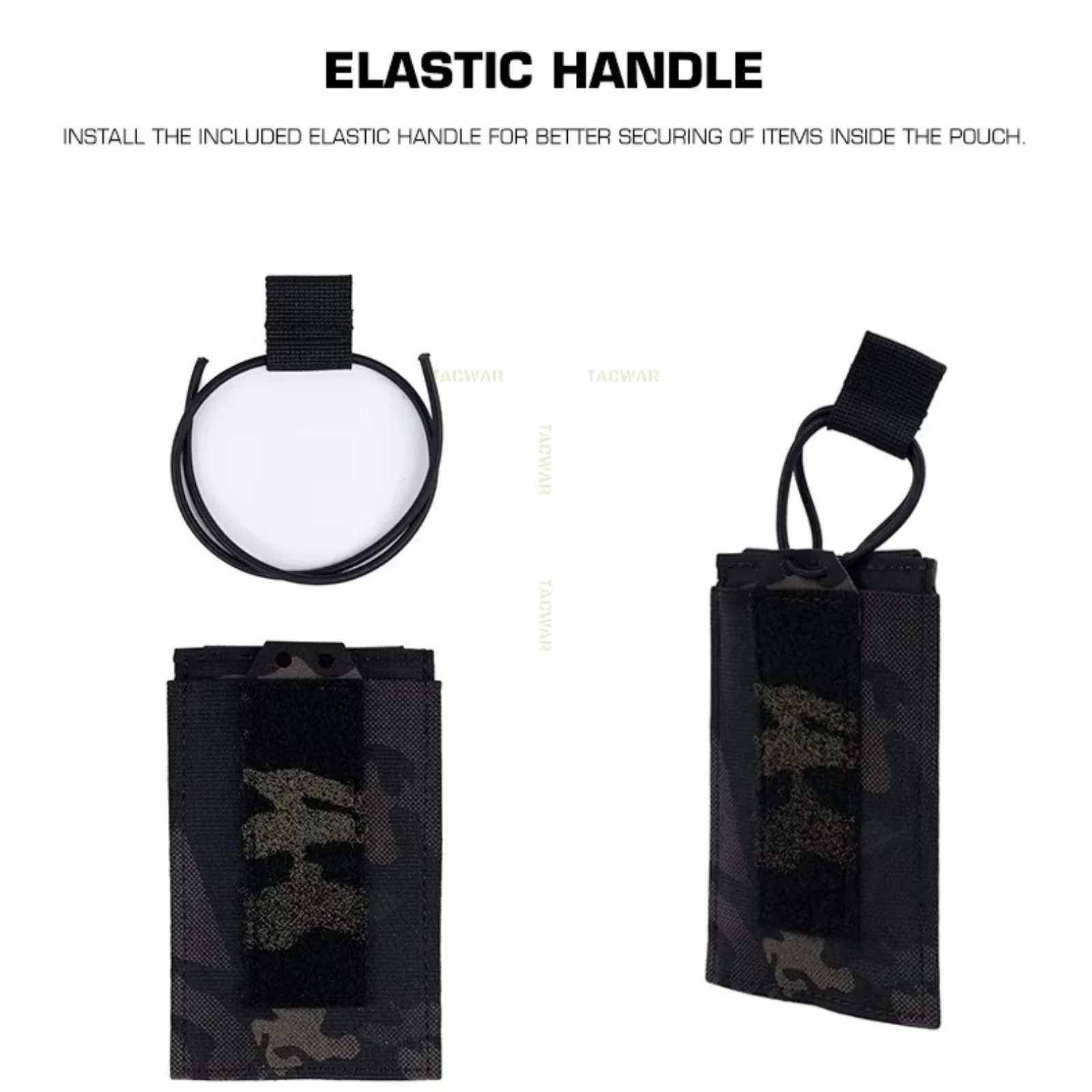 Porta-cargador táctico elástico con asa y velcro, para chaleco - imagen 2