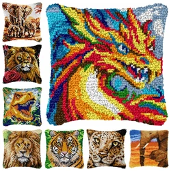 Kit ganchillo nudo funda cojín animales dragón tigre bordado