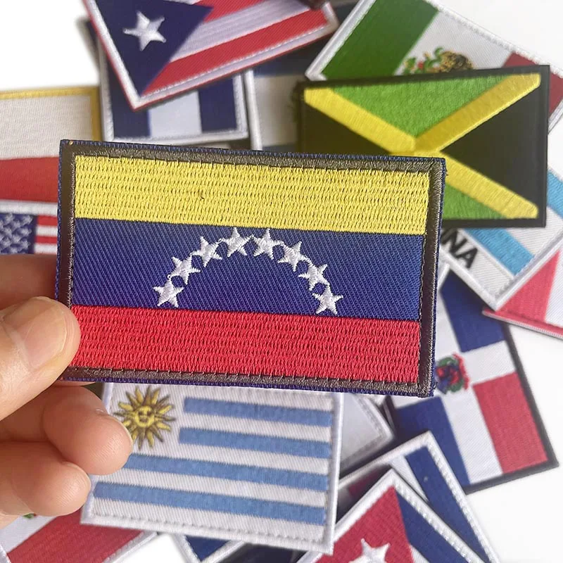 Parches bordados termoadhesivos banderas América Latina – Uso táctico