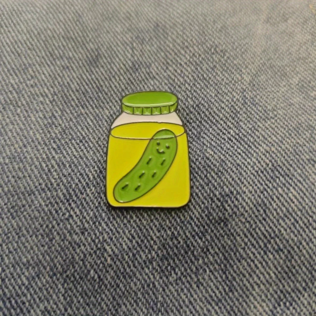 Alfiler de pepino encurtido humorístico para mochilas y trajes