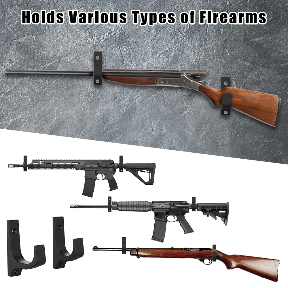 Soporte de pared horizontal rifles: ganchos exhibición escopetas caza - imagen 2