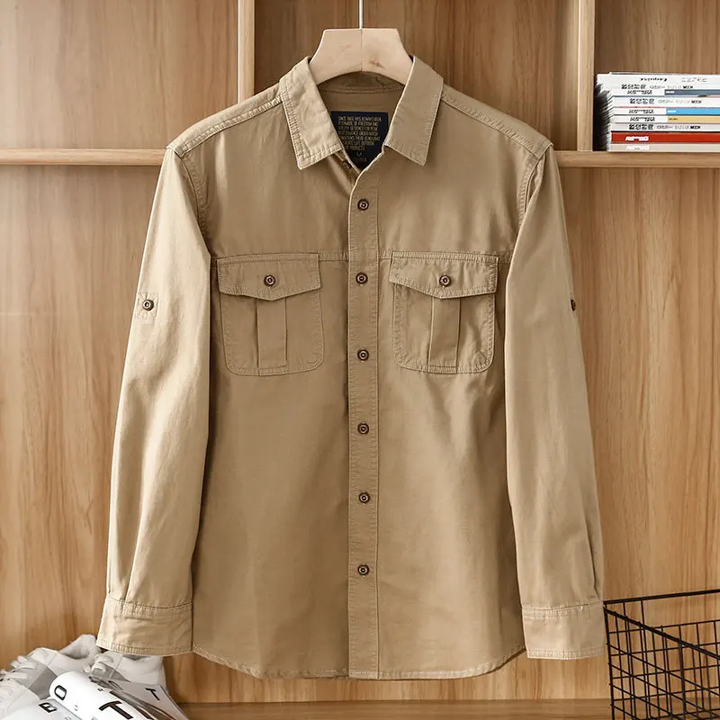 Camisa táctica de manga larga algodón con bolsillos - imagen 2