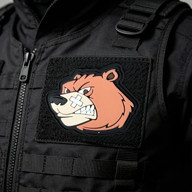 Parche táctico PVC Angry Bear con gancho y bucle para mochila - imagen 3