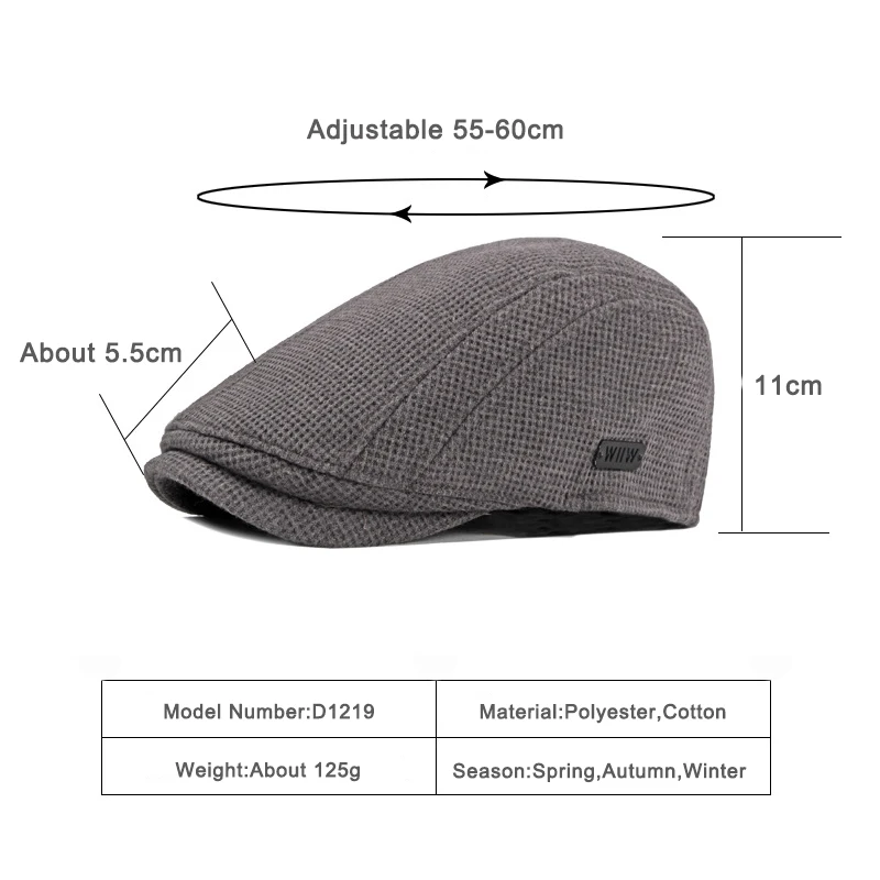 Gorra vendedor de periódicos vintage Gatsby cálida tejido espiga - imagen 4