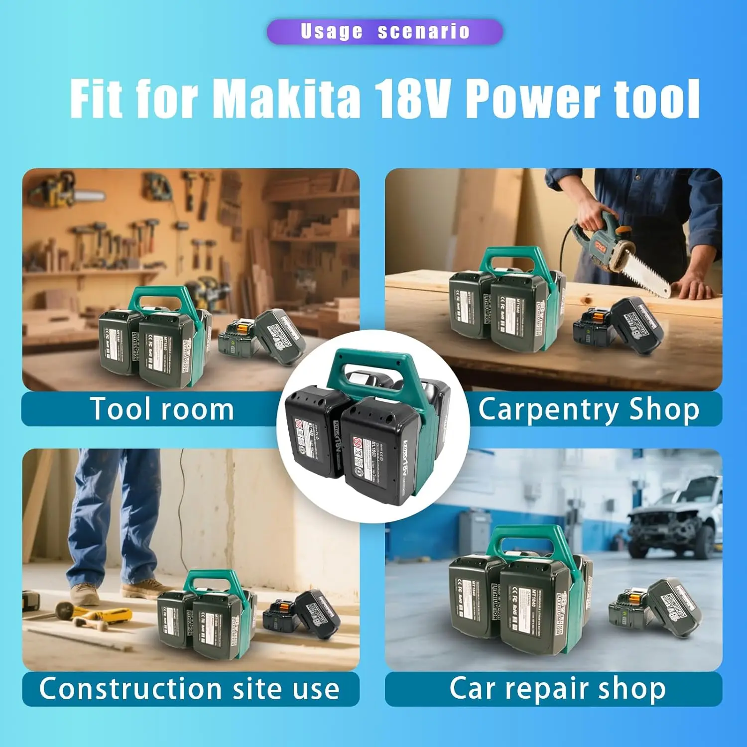 Estuche para baterías DeWalt Milwaukee Makita ABS con asa - imagen 2