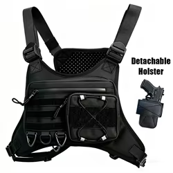 Bolsa táctica de pecho MOLLE con funda de pistola desmontable